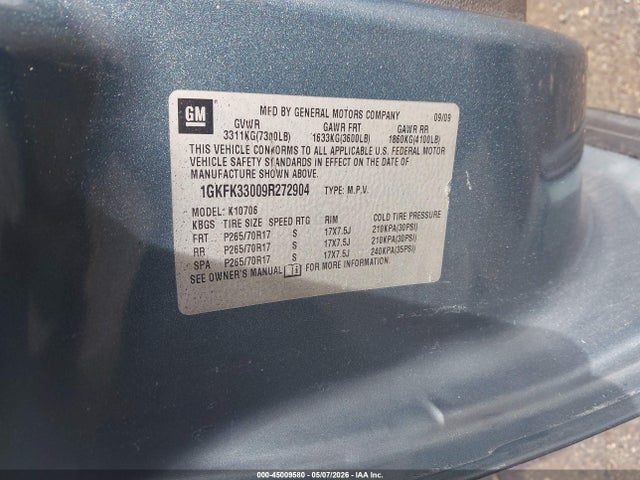 45009580 :رقم المزاد ، 1GKFK33009R272904 vin ، 2009 Gmc Yukon Slt2 مزاد بيع