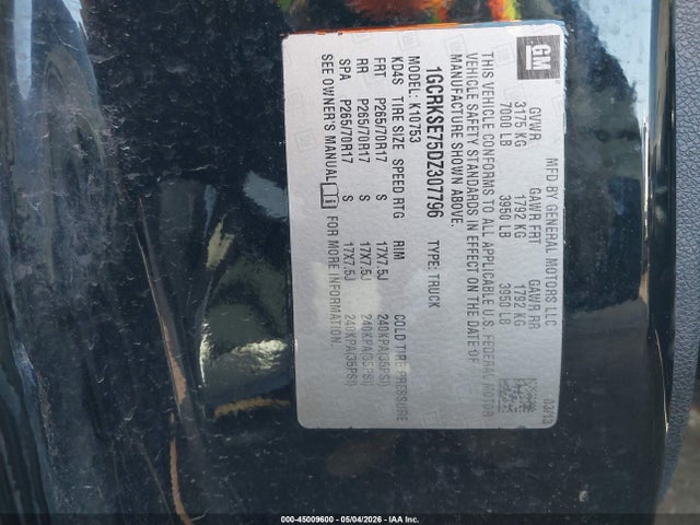 Продаж на аукціоні авто 2013 Chevrolet Silverado 1500 Lt, vin: 1GCRKSE75DZ307796, номер лоту: 45009600