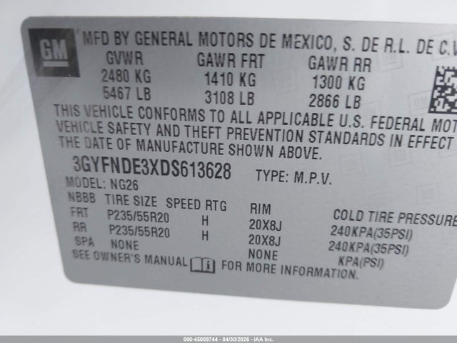 Aukcja sprzedaży 2013 Cadillac Srx Performance Collection, vin: 3GYFNDE3XDS613628, numer aukcji: 45009744