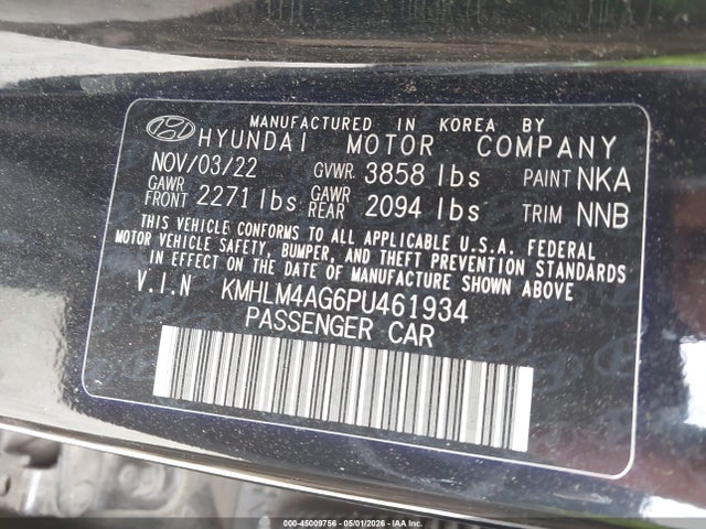 2023 Hyundai Elantra Sel მანქანა იყიდება აუქციონზე, vin: KMHLM4AG6PU461934, აუქციონის ნომერი: 45009756