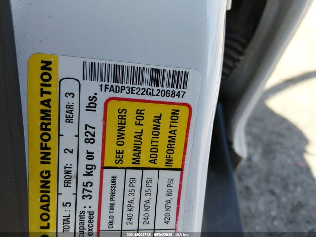 Продажа на аукционе авто 2016 Ford Focus S, vin: 1FADP3E22GL206847, номер лота: 45009765