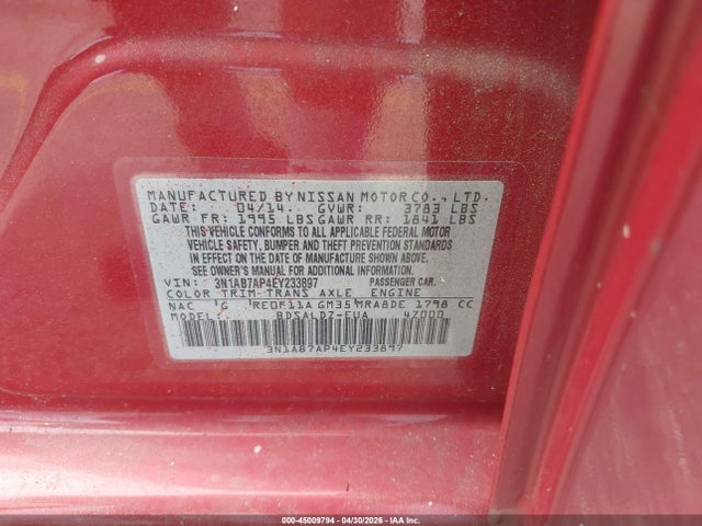 Aukcja sprzedaży 2014 Nissan Sentra Sv, vin: 3N1AB7AP4EY233897, numer aukcji: 45009794