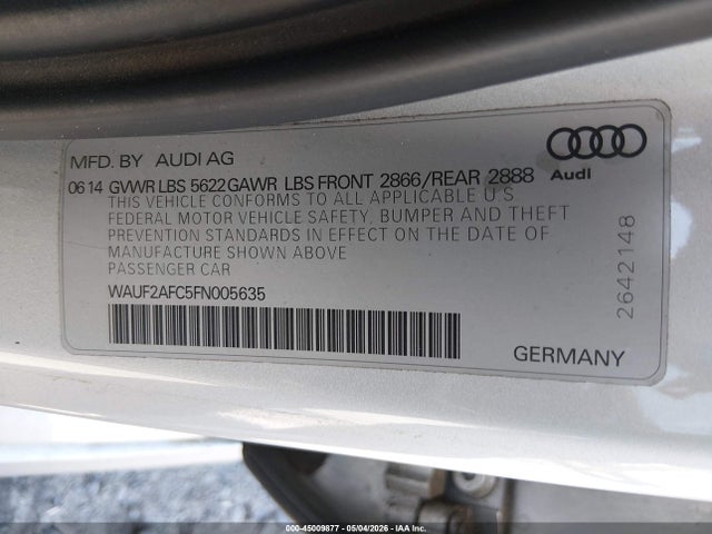 Aukcja sprzedaży 2015 Audi S6 4.0t, vin: WAUF2AFC5FN005635, numer aukcji: 45009877