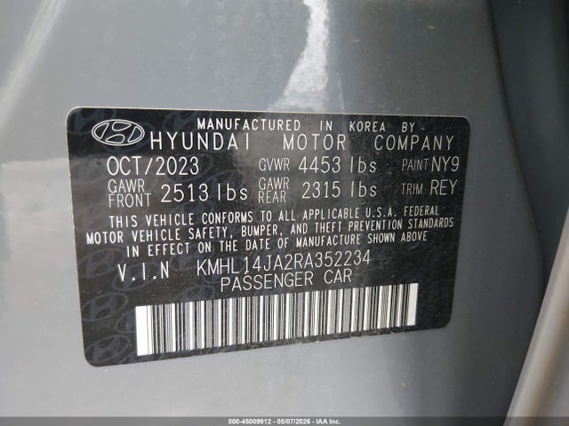 2024 Hyundai Sonata Sel მანქანა იყიდება აუქციონზე, vin: KMHL14JA2RA352234, აუქციონის ნომერი: 45009912