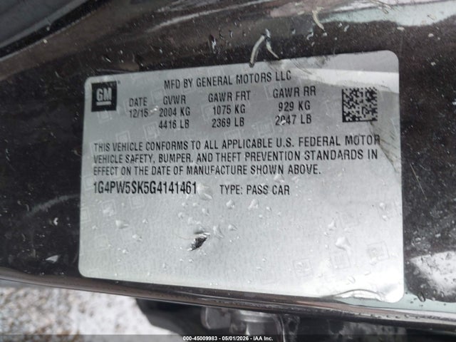 Продажа на аукционе авто 2016 Buick Verano Sport Touring Group, vin: 1G4PW5SK5G4141461, номер лота: 45009983