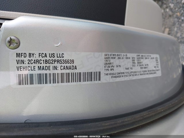 45009986 :رقم المزاد ، 2C4RC1BG2PR536639 vin ، 2023 Chrysler Pacifica Touring L مزاد بيع