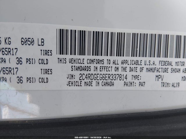 Продажа на аукционе авто 2014 Dodge Grand Caravan R/t, vin: 2C4RDGEG6ER337814, номер лота: 45010091