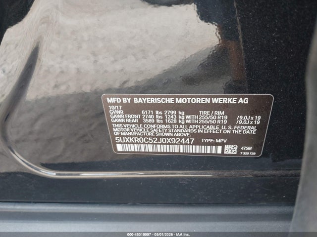 2018 Bmw X5 Xdrive35i მანქანა იყიდება აუქციონზე, vin: 5UXKR0C52J0X92447, აუქციონის ნომერი: 45010097