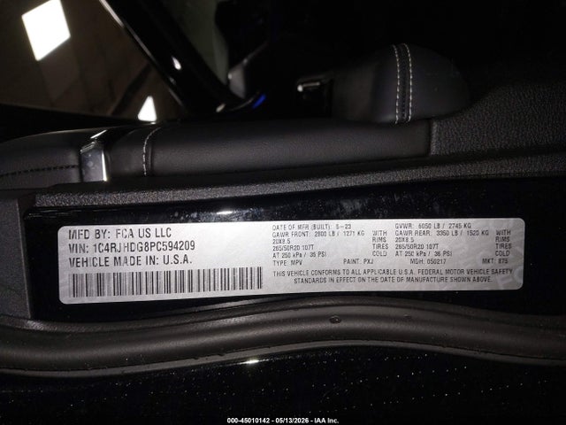 Aukcja sprzedaży 2023 Jeep Grand Cherokee Overland 4x4, vin: 1C4RJHDG8PC594209, numer aukcji: 45010142