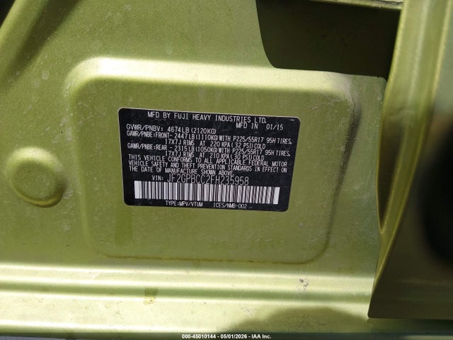 45010144 :رقم المزاد ، JF2GPBCC2FH235958 vin ، 2015 Subaru Xv Crosstrek Hybrid مزاد بيع
