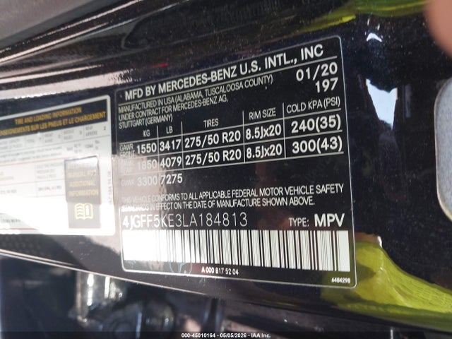 Продажа на аукционе авто 2020 Mercedes-benz Gls 450 4matic, vin: 4JGFF5KE3LA184813, номер лота: 45010164