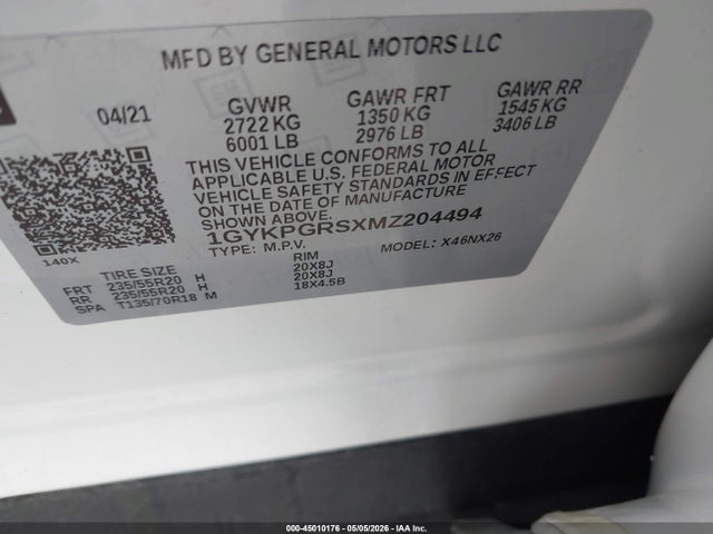 Aukcja sprzedaży 2021 Cadillac Xt6 Awd Sport, vin: 1GYKPGRSXMZ204494, numer aukcji: 45010176