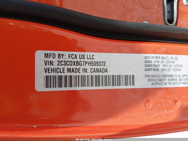 Продажа на аукционе авто 2023 Dodge Charger Sxt, vin: 2C3CDXBG7PH509372, номер лота: 45010216