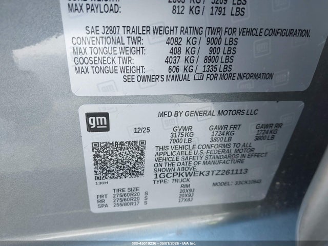 1GCPKWEK3TZ261113 Chevrolet Silverado 1500 4wd Short Bed Rst