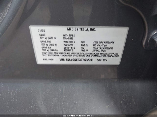 Продажа на аукционе авто 2026 Tesla Model Y All-wheel Drive/long Range Launch Series/premium All-wheel Drive, vin: 7SAYGDEEXTA632293, номер лота: 45010261