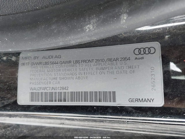 Aukcja sprzedaży 2018 Audi S7 4.0t Premium Plus, vin: WAU2FAFC7JN012842, numer aukcji: 45010295