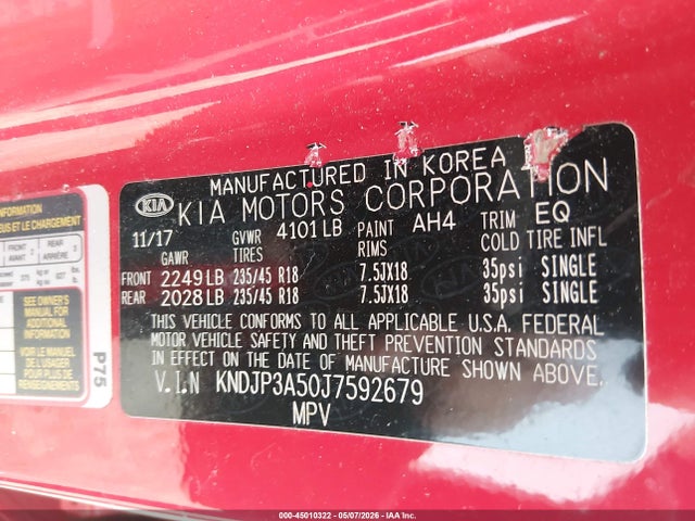 Продажа на аукционе авто 2018 Kia Soul +, vin: KNDJP3A50J7592679, номер лота: 45010322