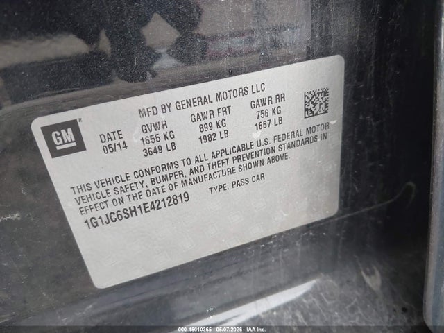 Chevrolet Sonic Lt Auto 2014 1G1JC6SH1E4212819 Image 9