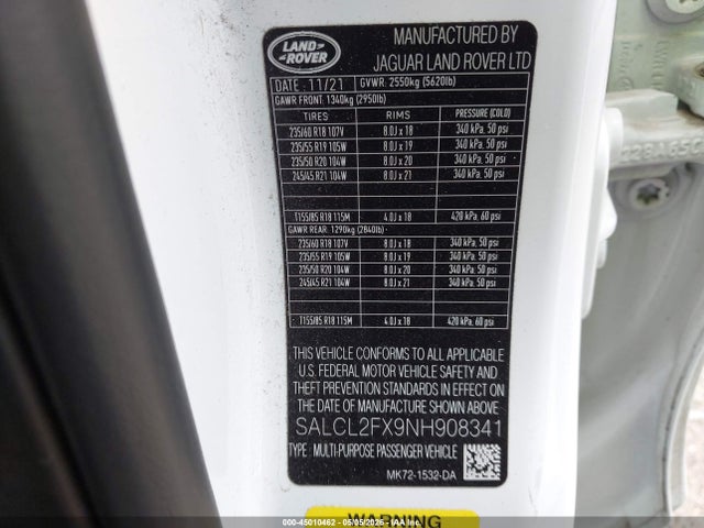 SALCL2FX9NH908341 Land Rover Discovery Sport Se R-dynamic