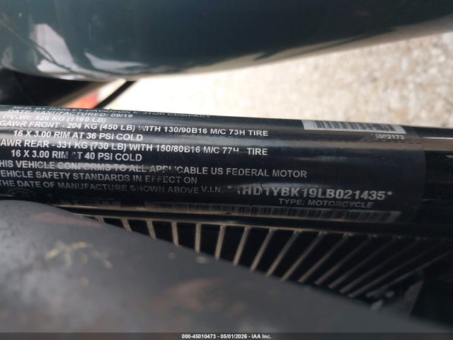 Продаж на аукціоні авто 2020 Harley-davidson Flhcs, vin: 1HD1YBK19LB021435, номер лоту: 45010473