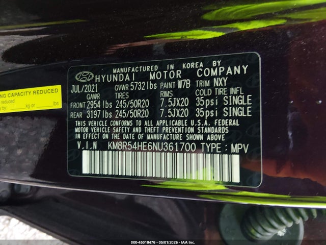 Aukcja sprzedaży 2022 Hyundai Palisade Limited, vin: KM8R54HE6NU361700, numer aukcji: 45010476