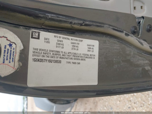 45010494 :رقم المزاد ، 1G6KD57Y16U138530 vin ، 2006 Cadillac Dts Standard مزاد بيع