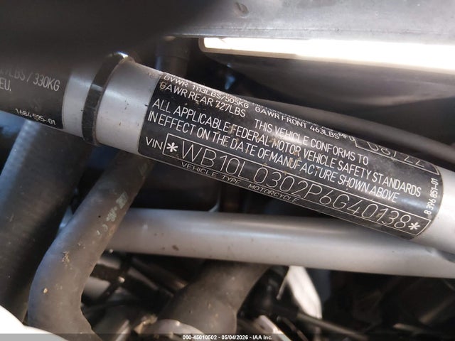 Aukcja sprzedaży 2023 Bmw R 1250 Rt, vin: WB10L0302P6G40138, numer aukcji: 45010502