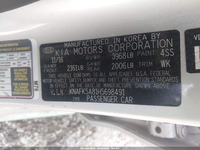 Продаж на аукціоні авто 2017 Kia Forte Lx, vin: KNAFK5A81H5698491, номер лоту: 45010520