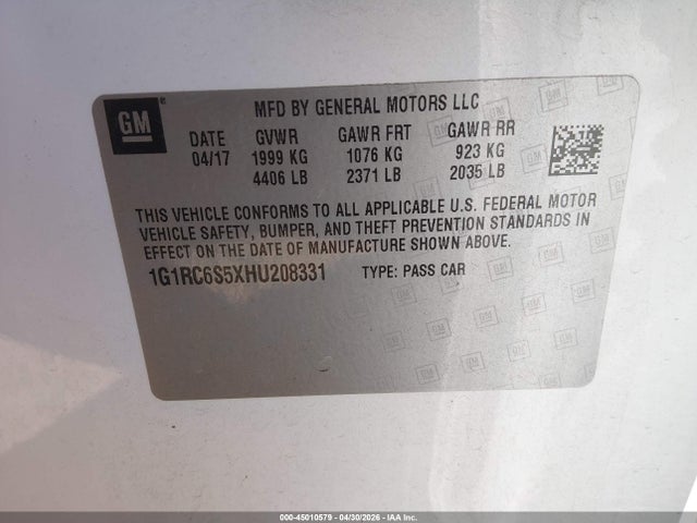1G1RC6S5XHU208331 Chevrolet VOLT LT