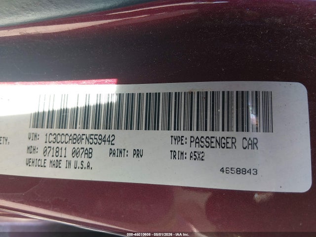 2015 Chrysler 200 Limited მანქანა იყიდება აუქციონზე, vin: 1C3CCCAB0FN559442, აუქციონის ნომერი: 45010608