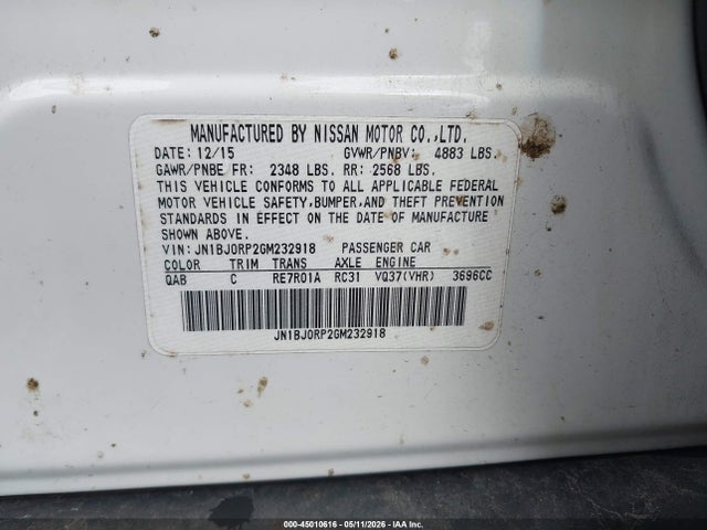 Aukcja sprzedaży 2016 Infiniti Qx50, vin: JN1BJ0RP2GM232918, numer aukcji: 45010616