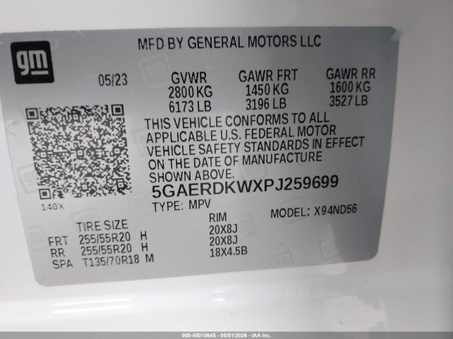 Aukcja sprzedaży 2023 Buick Enclave Avenir Fwd, vin: 5GAERDKWXPJ259699, numer aukcji: 45010645