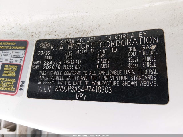 Aukcja sprzedaży 2017 Kia Soul +, vin: KNDJP3A54H7418303, numer aukcji: 45010649