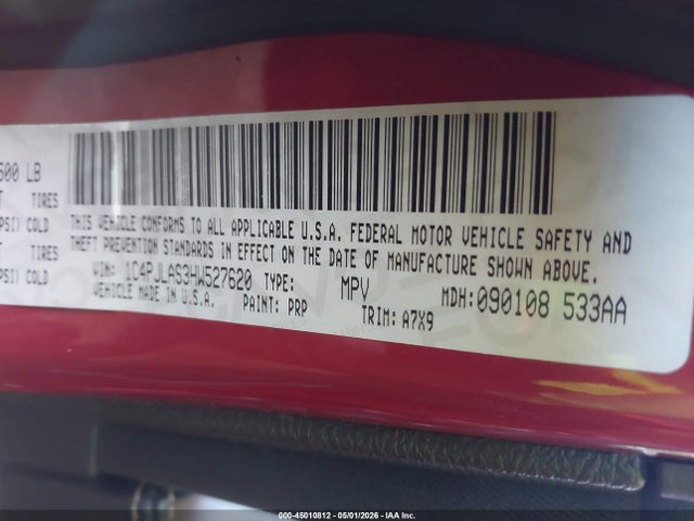 1C4PJLAS3HW527620 Jeep Cherokee Sport Fwd