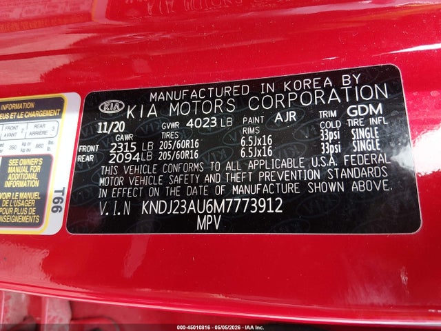 Продаж на аукціоні авто 2021 Kia Soul S, vin: KNDJ23AU6M7773912, номер лоту: 45010816