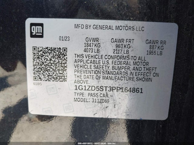 1G1ZD5ST3PF164861 Chevrolet Malibu Fwd 1lt