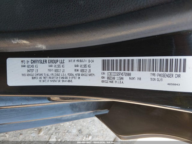 2015 Chrysler 200 C მანქანა იყიდება აუქციონზე, vin: 1C3CCCCG5FN572888, აუქციონის ნომერი: 45010837