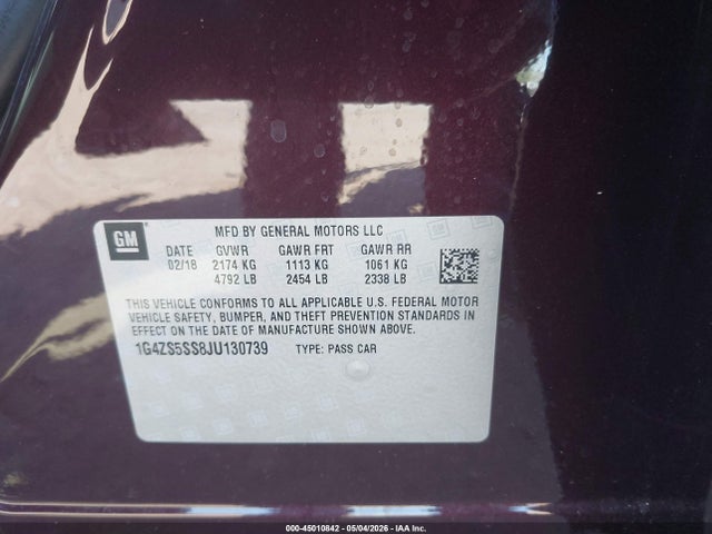 2018 Buick Lacrosse Premium მანქანა იყიდება აუქციონზე, vin: 1G4ZS5SS8JU130739, აუქციონის ნომერი: 45010842
