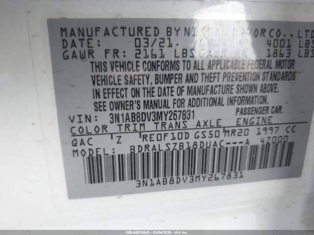 3N1AB8DV3MY267831 Nissan Sentra Sr Xtronic Cvt