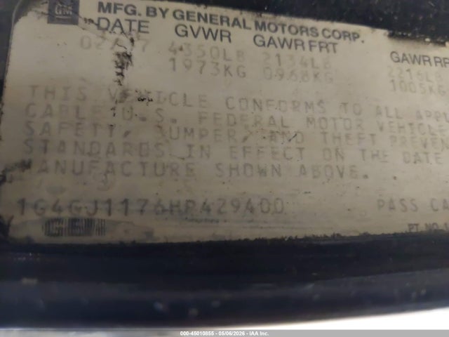 Aukcja sprzedaży 1987 Buick Regal, vin: 1G4GJ1176HP429400, numer aukcji: 45010855