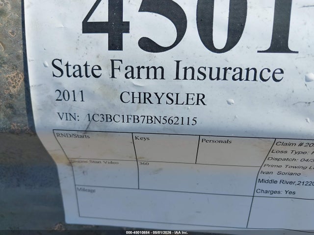 Продажа на аукционе авто 2011 Chrysler 200 Touring, vin: 1C3BC1FB7BN562115, номер лота: 45010884