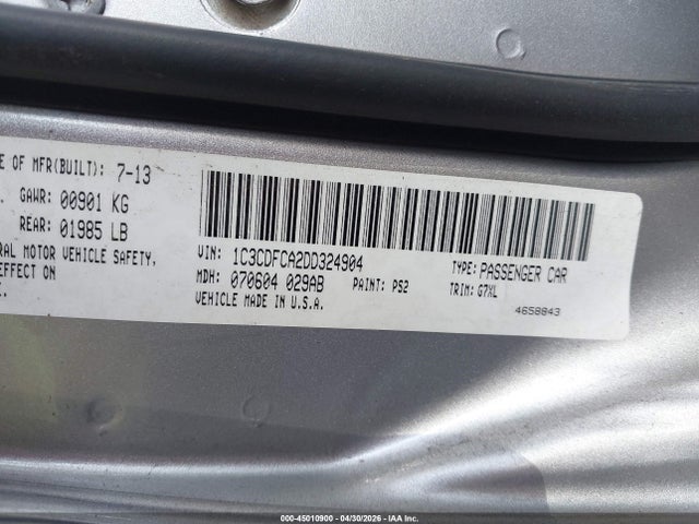Продажа на аукционе авто 2013 Dodge Dart Limited, vin: 1C3CDFCA2DD324904, номер лота: 45010900