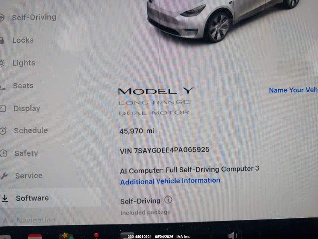 Aukcja sprzedaży 2023 Tesla Model Y Awd/long Range Dual Motor All-wheel Drive, vin: 7SAYGDEE4PA065925, numer aukcji: 45010921