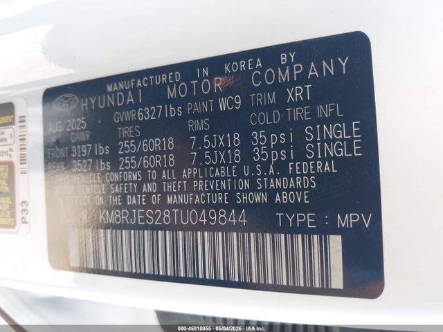 Продажа на аукционе авто 2026 Hyundai Palisade Xrt Pro, vin: KM8RJES28TU049844, номер лота: 45010955