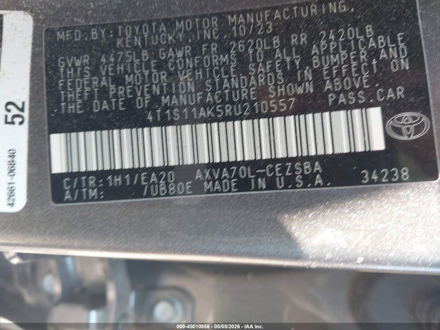 Aukcja sprzedaży 2024 Toyota Camry Se, vin: 4T1S11AK5RU210557, numer aukcji: 45010956