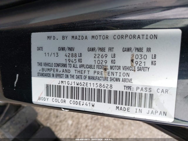 Aukcja sprzedaży 2014 Mazda Mazda6 I Grand Touring, vin: JM1GJ1W62E1158628, numer aukcji: 45010973