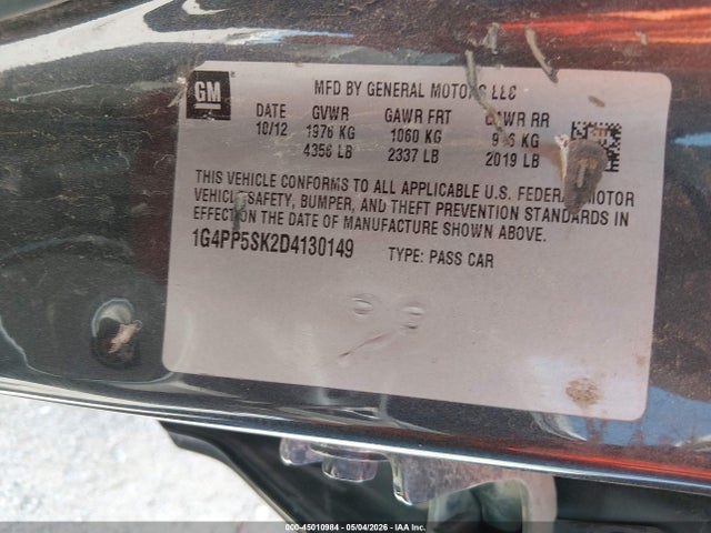 Продаж на аукціоні авто 2013 Buick Verano, vin: 1G4PP5SK2D4130149, номер лоту: 45010984