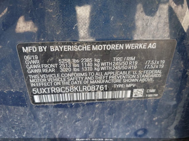 Продажа на аукционе авто 2019 Bmw X3 Xdrive30i, vin: 5UXTR9C58KLR08761, номер лота: 45011071