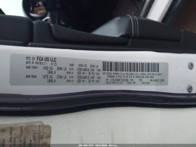 Продажа на аукционе авто 2015 Jeep Grand Cherokee Limited, vin: 1C4RJEBG8FC832396, номер лота: 45011072
