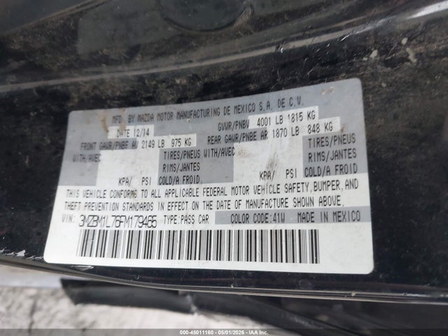 Aukcja sprzedaży 2015 Mazda Mazda3 I Touring, vin: 3MZBM1L76FM179465, numer aukcji: 45011160